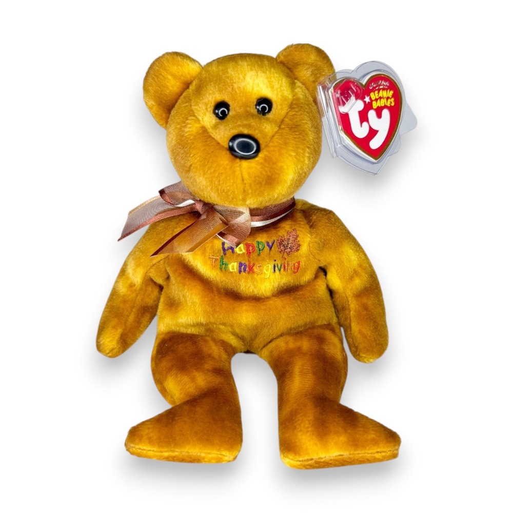 Gratefully the Bear | Thanksgiving Gratitude | Mint Heart Tag TY Beanie Baby
